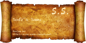 Soós Samu névjegykártya